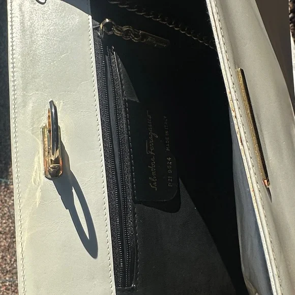 Salvatore Ferragamo Ivory Clutch with Gold Accent - Picture 2 of 4